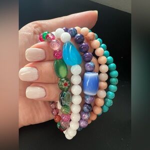 5 Bracelet Set/All Natural Stones